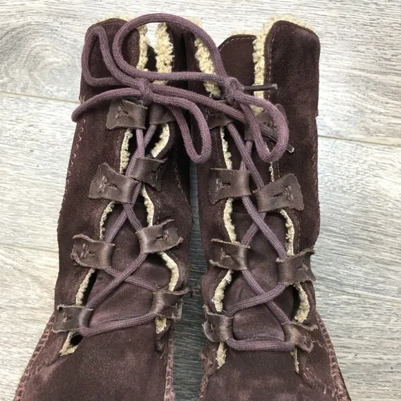 TIMBERLAND Fauna Lace Brown Leather Boots Size 6.5