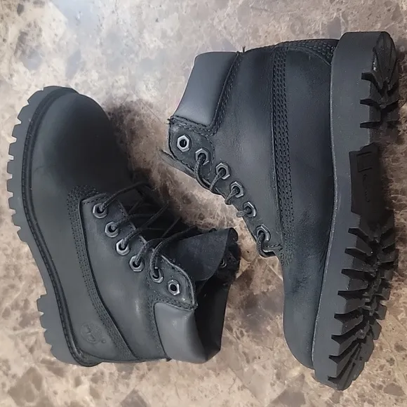 Timberland Kid's TD Premium 6-Inch Waterproof Boots Shoes - black Nubuck Sz. 10