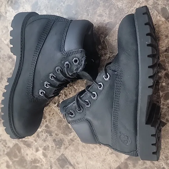 Timberland Kid's TD Premium 6-Inch Waterproof Boots Shoes - black Nubuck Sz. 10