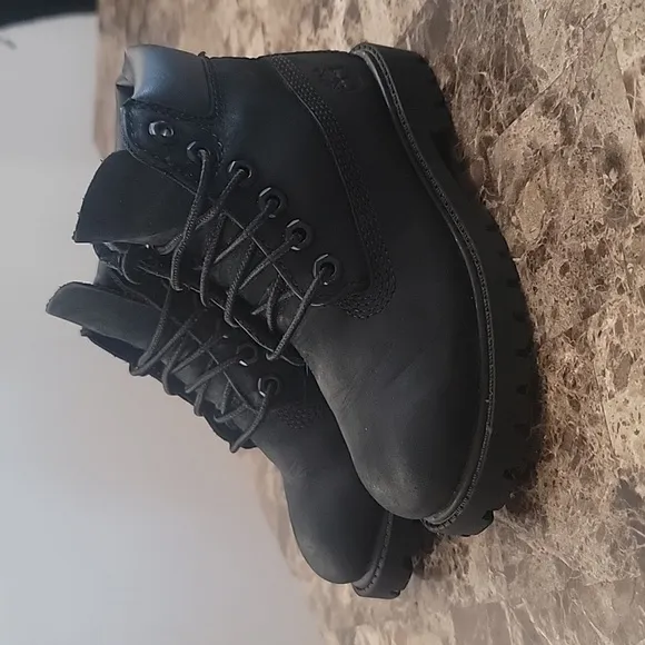 Timberland Kid's TD Premium 6-Inch Waterproof Boots Shoes - black Nubuck Sz. 10