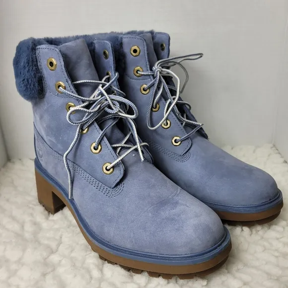 Timberland Kinsley 6-Inch Womens Waterproof Boots Size 9 Blue Suede A2HSA073