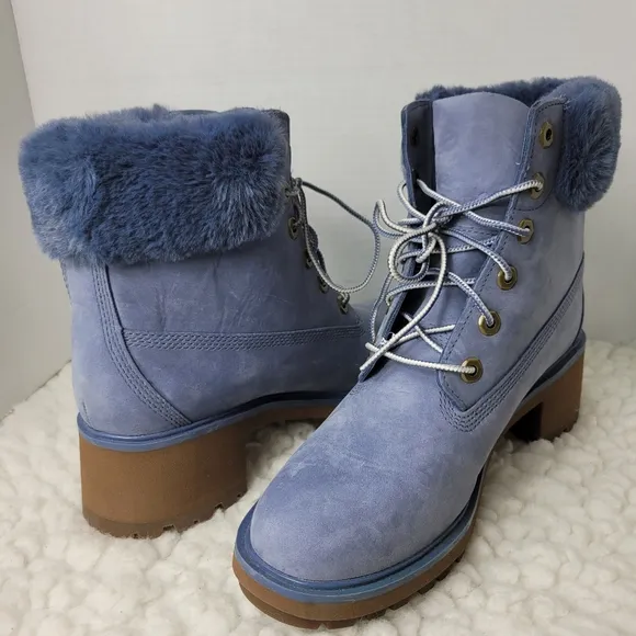 Timberland Kinsley 6-Inch Womens Waterproof Boots Size 9 Blue Suede A2HSA073