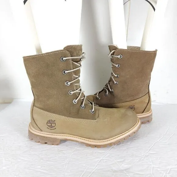 Timberland Women's Jayne US8M Brown Leather Fleece Lace Up Waterproof Boots