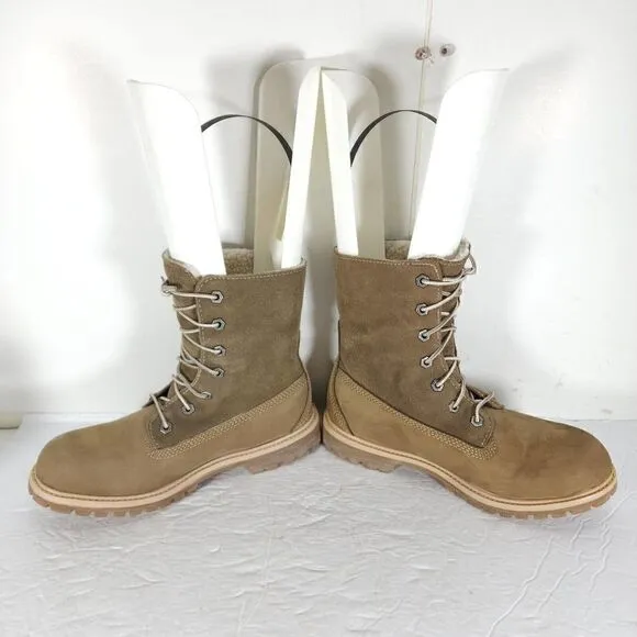 Timberland Women's Jayne US8M Brown Leather Fleece Lace Up Waterproof Boots
