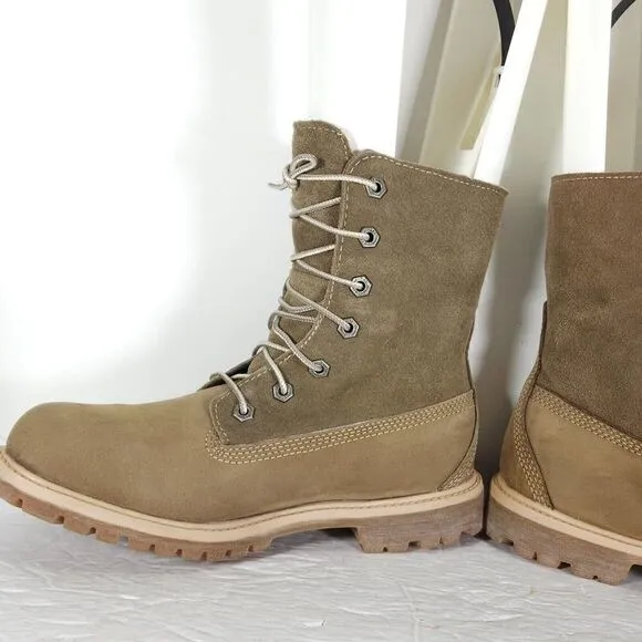 Timberland Women's Jayne US8M Brown Leather Fleece Lace Up Waterproof Boots