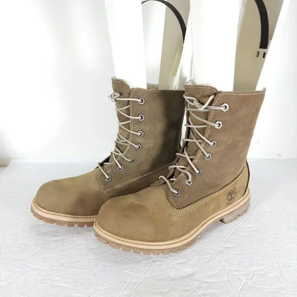 Timberland Women's Jayne US8M Brown Leather Fleece Lace Up Waterproof Boots