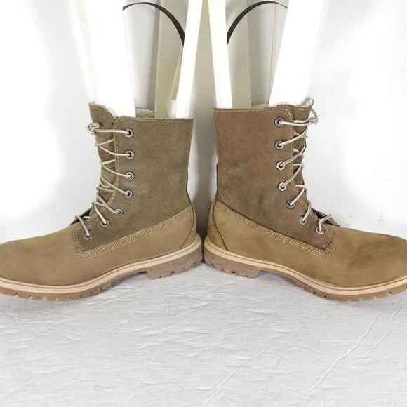 Timberland Women's Jayne US8M Brown Leather Fleece Lace Up Waterproof Boots