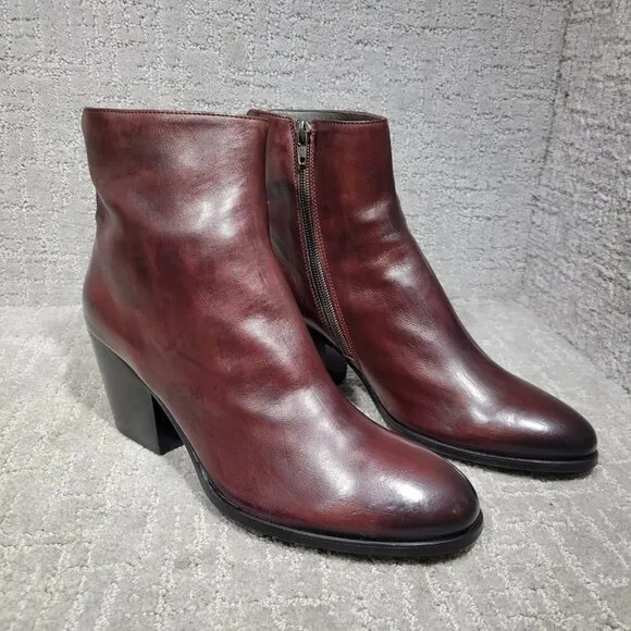 To Boot New York Elena Women's Size 11M US Burgundy Leather Ankle Bootie Boots