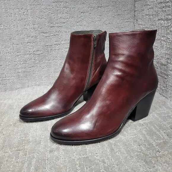 To Boot New York Elena Women's Size 11M US Burgundy Leather Ankle Bootie Boots