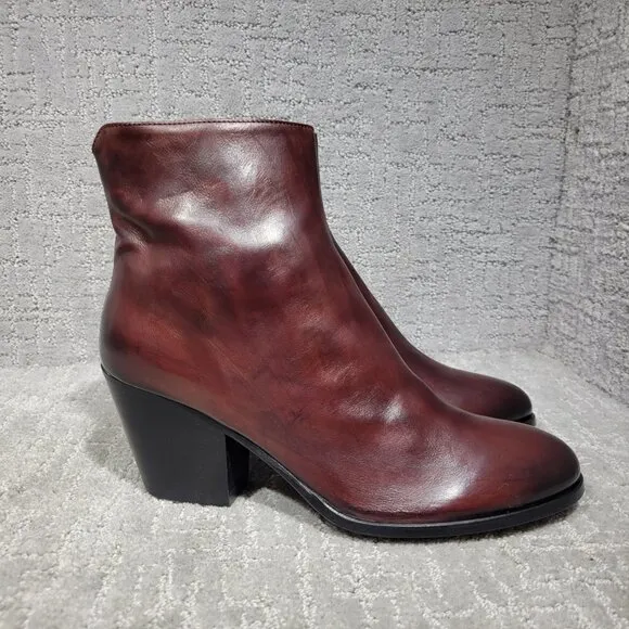 To Boot New York Elena Women's Size 11M US Burgundy Leather Ankle Bootie Boots