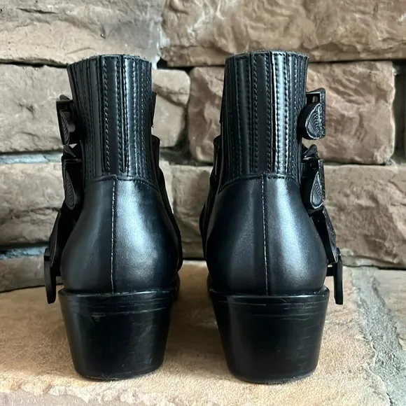 Toga Pulla Quadruple Buckle Western Ankle Boots‎ / Black / SZ 36 or 6