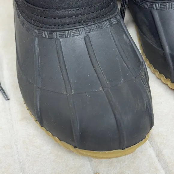 Tommy Hilfiger Black Waterproof Winter Duck Boots 9Sherpa Lining &amp; Rubber Soles