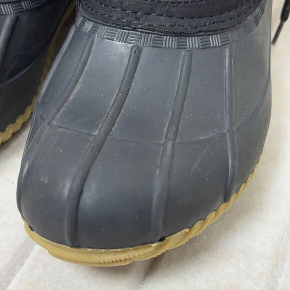 Tommy Hilfiger Black Waterproof Winter Duck Boots 9Sherpa Lining &amp; Rubber Soles