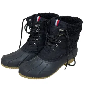 Tommy Hilfiger Black Waterproof Winter Duck Boots 9Sherpa Lining &amp; Rubber Soles