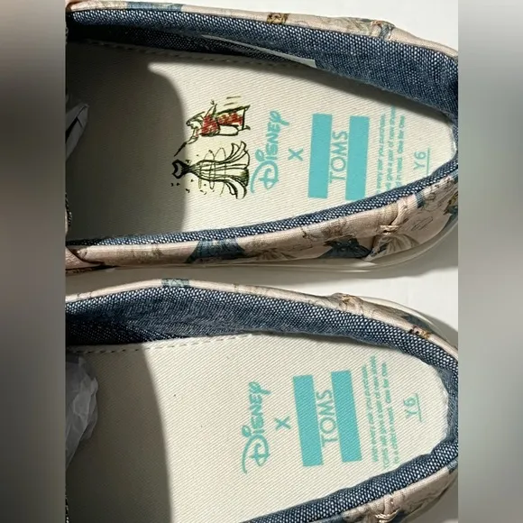 Toms Disney Sleeping‎ Beauty Youth Luca Slip-On Shoes sneakers pink blue size 6Y