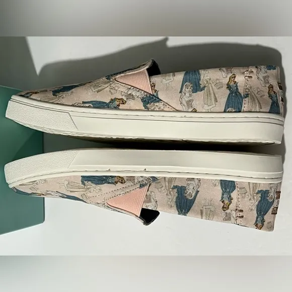 Toms Disney Sleeping‎ Beauty Youth Luca Slip-On Shoes sneakers pink blue size 6Y