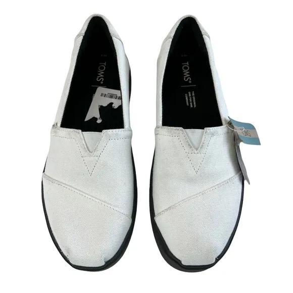Toms Lug-Sole Alpagarta White Canvas Slip-On Sneakers Size W8