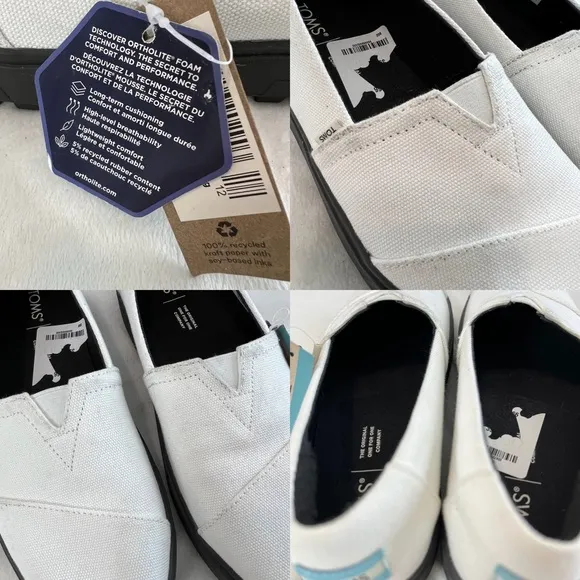 Toms Lug-Sole Alpagarta White Canvas Slip-On Sneakers Size W8