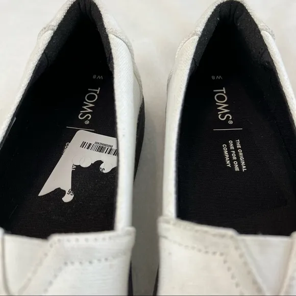 Toms Lug-Sole Alpagarta White Canvas Slip-On Sneakers Size W8