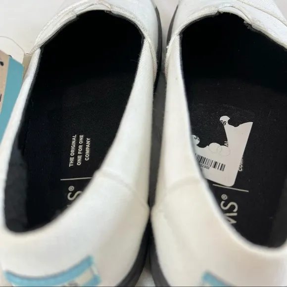 Toms Lug-Sole Alpagarta White Canvas Slip-On Sneakers Size W8