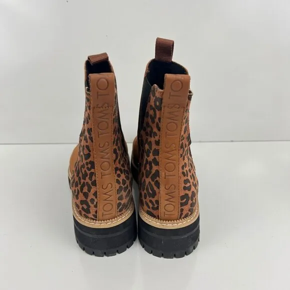 TOMS Women's Dakota Water Resistant Leather Chelsea Boots leopard print Size 9 M