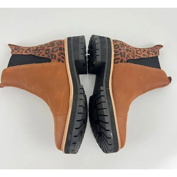 TOMS Women's Dakota Water Resistant Leather Chelsea Boots leopard print Size 9 M