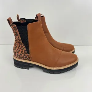 TOMS Women's Dakota Water Resistant Leather Chelsea Boots leopard print Size 9 M