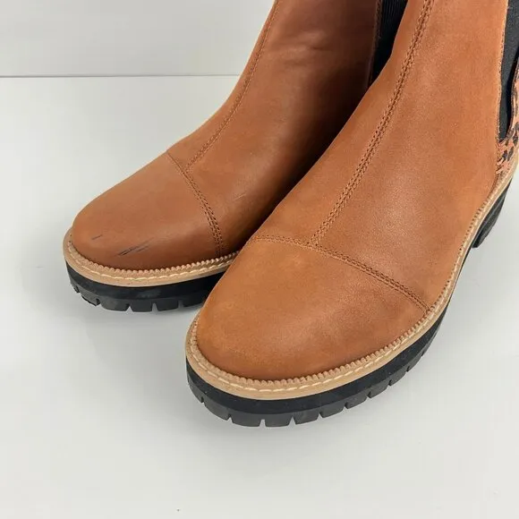 TOMS Women's Dakota Water Resistant Leather Chelsea Boots leopard print Size 9 M