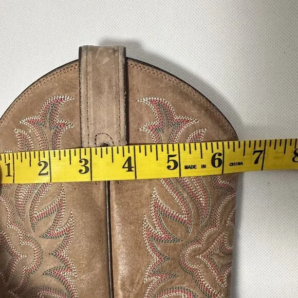 Tony Lama Boots Womens 8B Cowgirl Tan Neutral Leather Snip Toe Western Rodeo