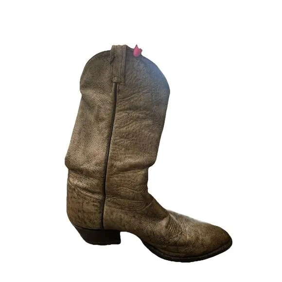 Tony Lama Gray Cowboy Boots Men’s 9 D Style 6434 Leather Pointed Toe Embroidered