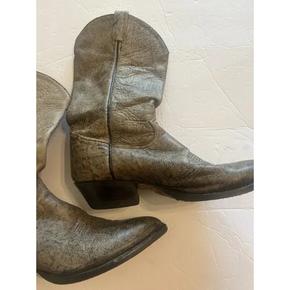 Tony Lama Gray Cowboy Boots Men’s 9 D Style 6434 Leather Pointed Toe Embroidered