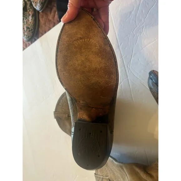 Tony Lama Gray Cowboy Boots Men’s 9 D Style 6434 Leather Pointed Toe Embroidered