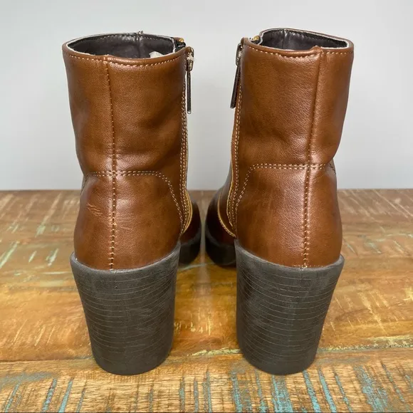 TOPSHOP Brown Leather Heeled Ankle Boots size 36