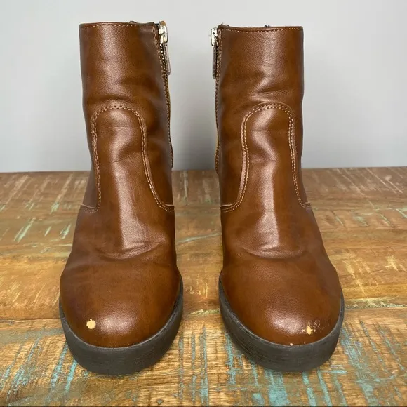 TOPSHOP Brown Leather Heeled Ankle Boots size 36