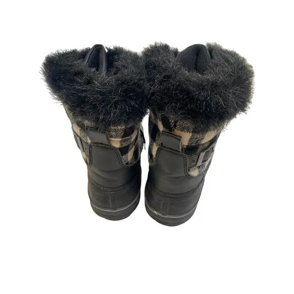 Torrid Plaid Faux Fur Trim Lace Up Duck Boots Winter NWOT Sz 9 Water Resistant