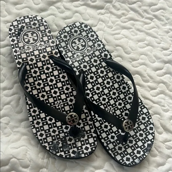 Tory Burch Black and White Sandals