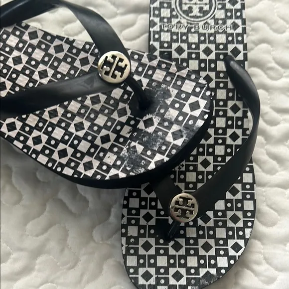 Tory Burch Black and White Sandals