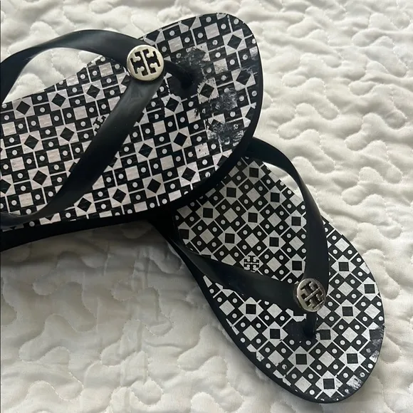 Tory Burch Black and White Sandals