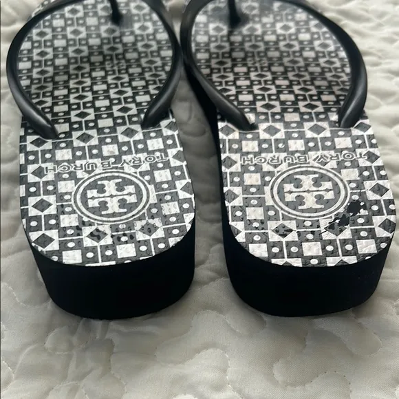 Tory Burch Black and White Sandals