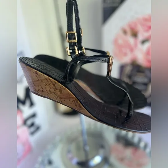 Tory Burch Black Sandals with Gold Details size 9.5m