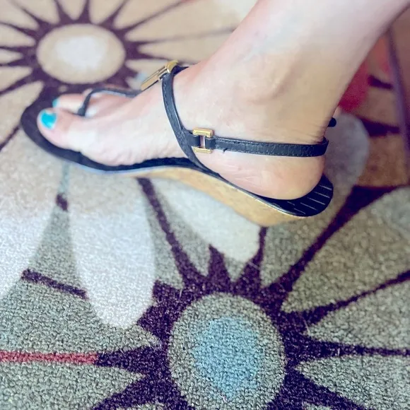 Tory Burch Black Sandals with Gold Details size 9.5m