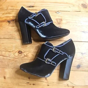 Tory Burch Blue Gray Velvet Carley Ankle Boots Booties