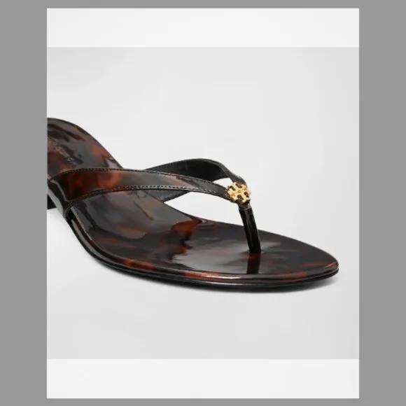 Tory Burch Capri Tortoiseshell Medallion Flip Flop Sandals (Orig. $278) w/tax
