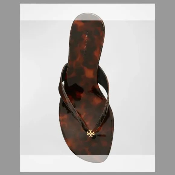 Tory Burch Capri Tortoiseshell Medallion Flip Flop Sandals (Orig. $278) w/tax