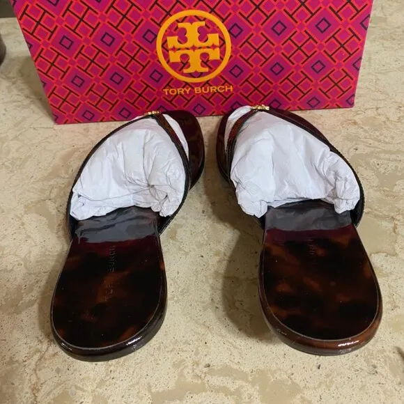Tory Burch Capri Tortoiseshell Medallion Flip Flop Sandals (Orig. $278) w/tax