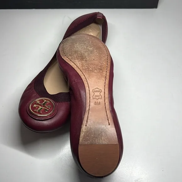 Tory Burch Caroline 2 Ballet Nellie Nappa Leather Elastic Women’s Size 8M
