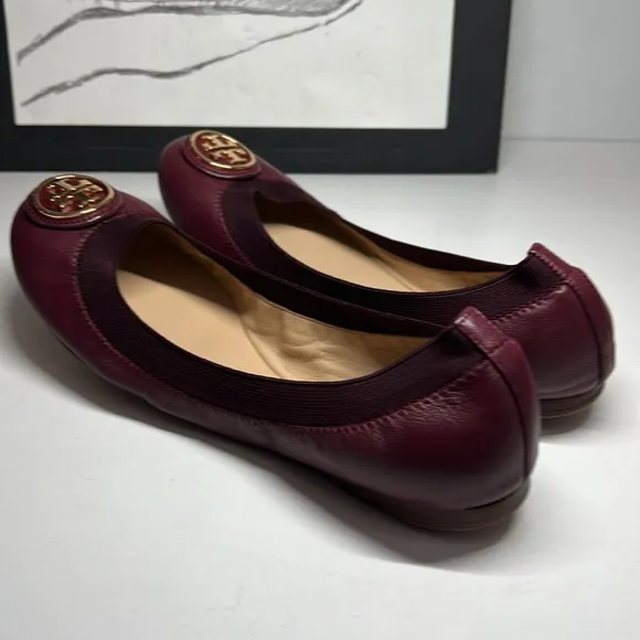 Tory Burch Caroline 2 Ballet Nellie Nappa Leather Elastic Women’s Size 8M
