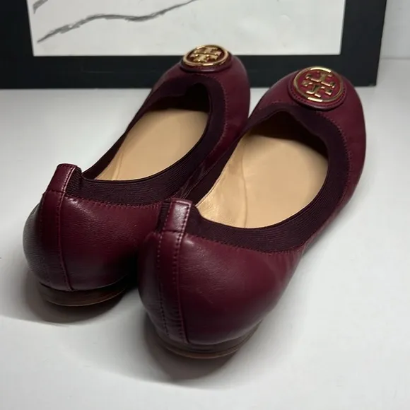 Tory Burch Caroline 2 Ballet Nellie Nappa Leather Elastic Women’s Size 8M