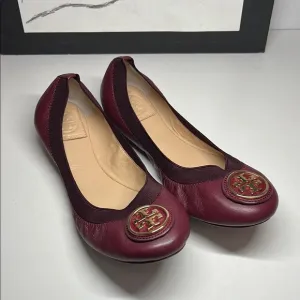 Tory Burch Caroline 2 Ballet Nellie Nappa Leather Elastic Women’s Size 8M