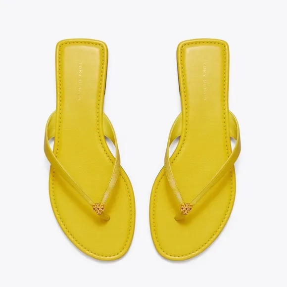 TORY BURCH Colza Yellow Classic Flip Flop Leather Sandals